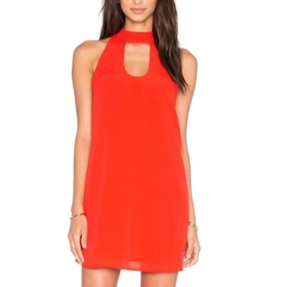 Lovers + Friends Orange Keyhole Neck A-Line Mini Shift Dress S - Picture 1 of 5